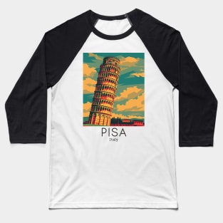 A Vintage Travel Illustration of Pisa - Italy Baseball T-Shirt